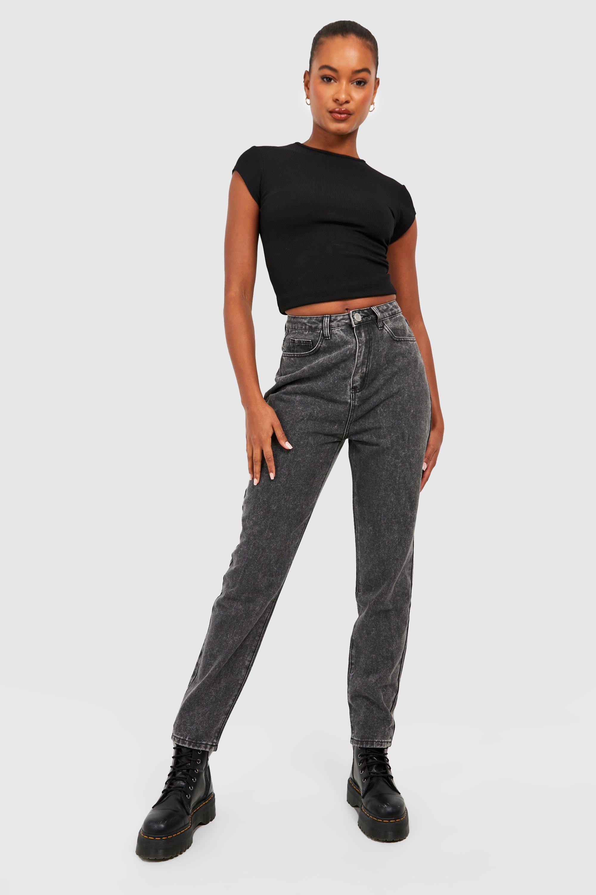 Black washed mom store jeans